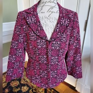 Talbots exquisitely embroidered jacket black with pinks NWOT